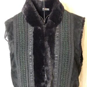 ECRU suede/fur vest